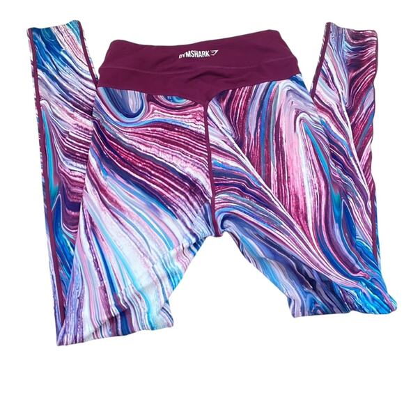 Gymshark Strada Earth full length leggings maroon teal print size Small - Picture 5 of 9